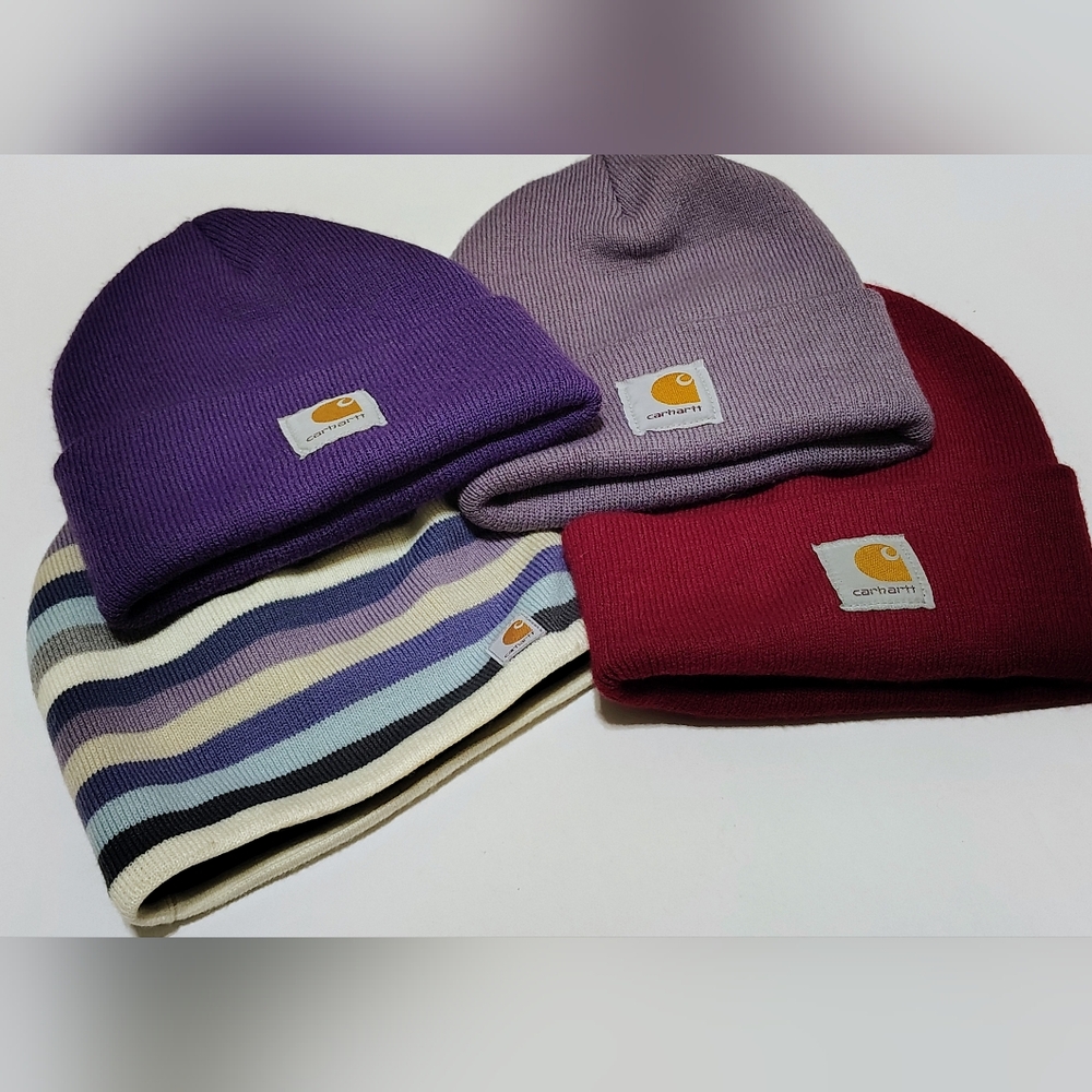 Carhartt Women's Beanie Set - Purple, Red, and Striped (4)